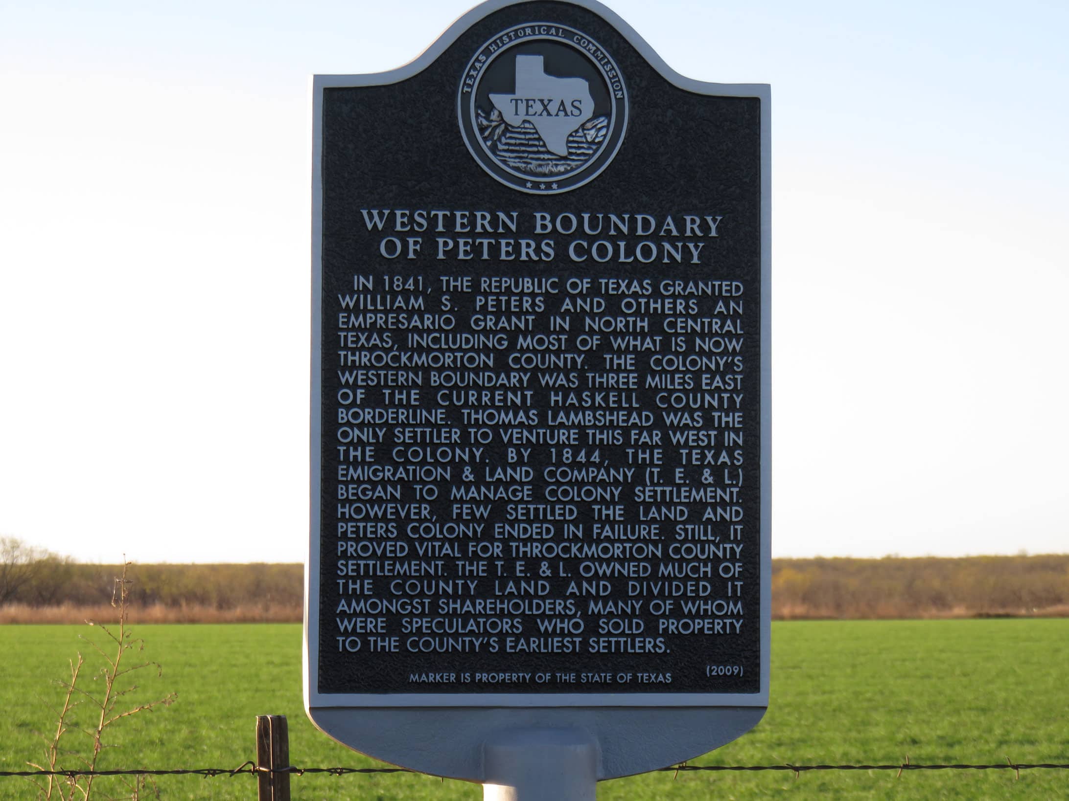 Texas Historical Commission Peters Colony Marker 